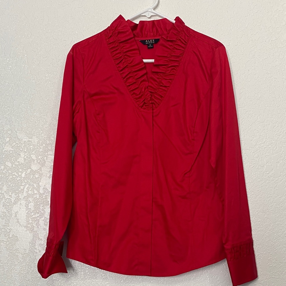 Alex Marie red  Ruffled Blouse